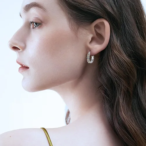 Vista 2 de POPLYKE Aretes de plata de ley con diseño de flores, pequeños aretes tipo huggie, regalo de joyería para mujer