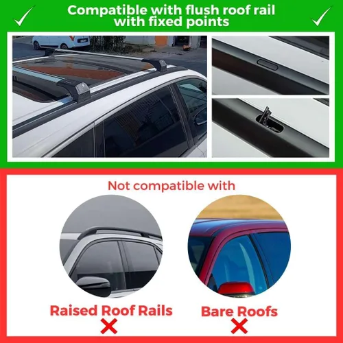 Vista 3 de ERKUL Barras transversales de techo de 220 libras para Audi Q7 2016-2026 Barras transversales de aluminio con bloqueo antirrobo para techo Negro