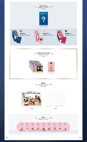 Vista 3 de JYP Entertainment Twice - Signal [C ver.] (4º Mini álbum) CD+88p Photobook+1Photocard+1Photocard+1 Foto Especial+1 Foto+Juego de tarjetas de fotos