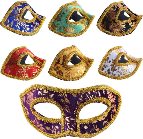 Vista 8 de Youthful 14 máscaras retro unisex, máscaras de media cara, máscaras para fiesta, máscaras venecianas vintage, máscaras de baile de graduación