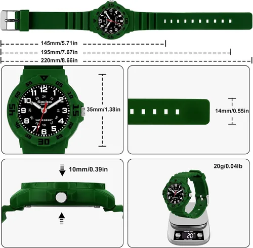 Vista 2 de Reloj analógico para niños, resistente al agua, para enseñar el tiempo, para niños y niñas, correa suave para aprender