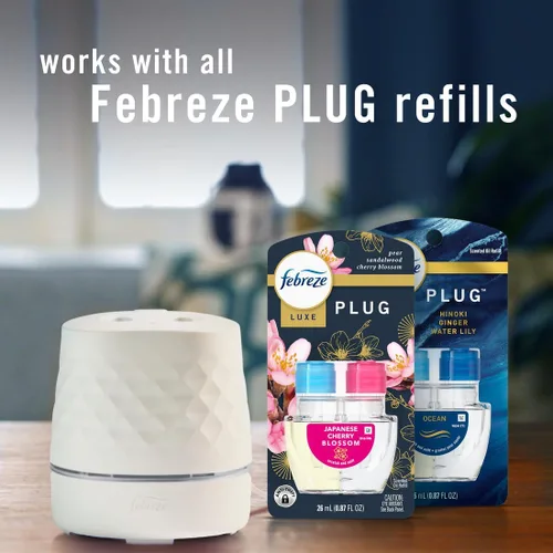 Vista 23 de Febreze Plug Scent Booster Dispositivo de Fragancia Continua Difusor de Aceite + Ambientador Enchufable Compatible, Repuestos de Aceite Perfumado