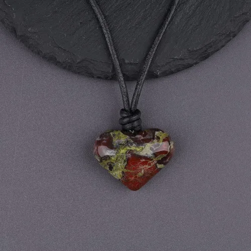 Vista 3 de COAI Collar con colgante de piedra de corazón de corazón de cuero, Piedra, sodalita
