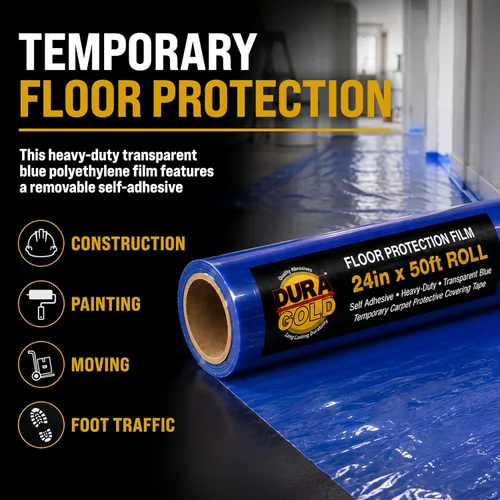 Vista 4 de Película de Protección de Suelo Dura-Gold, Rollo de 24 Pulgadas x 50 Pies, Protector de Suelo de Plástico Transparente, Protección de Suelo