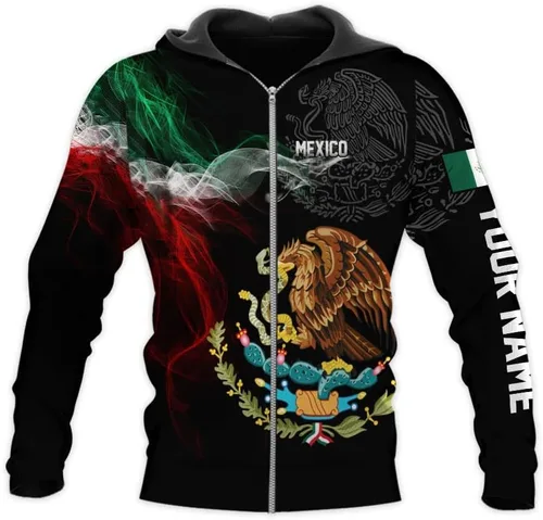 Vista 2 de Sudadera con capucha mexicana personalizada 3D, sudaderas mexicanas personalizadas para hombres, sudadera con capucha mexicana unisex, sudaderas