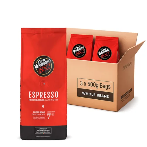 Vista 22 de Caffe Vergnano 1882 Antica Bottega Espresso de grano entero arábica tostado medio – Granos de café italianos chocolate, nueces y notas de caramelo