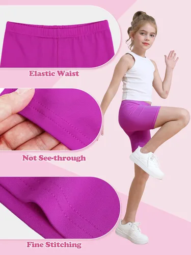Vista 3 de Resinta Paquete de 6 pantalones cortos de ciclismo para niñas, ropa de verano, multicolor