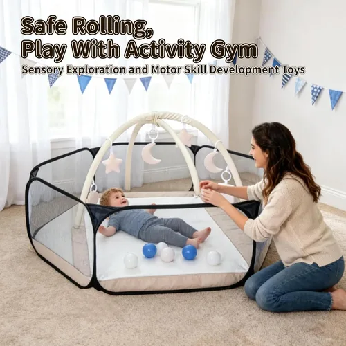Vista 5 de STARBOLO Tienda de campaña para niños con pelotas, plegable para niños pequeños, piscina de pelotas, valla de gateo para interiores y exteriores