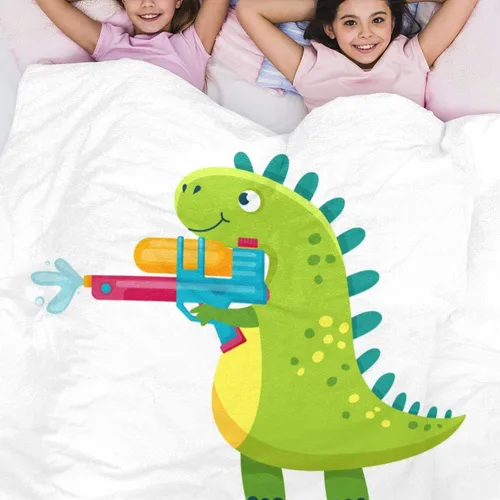 Vista 5 de Manta de bebé de dinosaurio personalizada para niños y niñas, manta personalizada de dinosaurio con nombre, manta de animal lindo para niños, manta