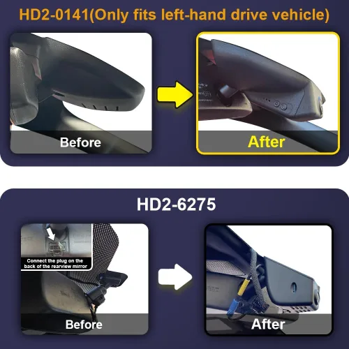 Vista 5 de Fitcamx Adaptador de cámara de tablero frontal 2K+trasera 1080P para Ford Mustang 2019-2023 (HD2-0141/con cubierta de sensor), estilo de fábrica