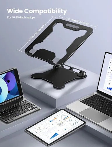 Vista 7 de LOXP Adjustable Laptop Stand for Desk, Portable Airflow Laptop Riser Holder Negro clásico
