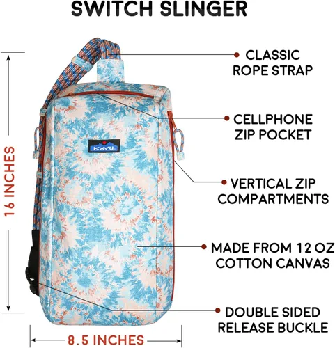 Vista 6 de KAVU Switch Slinger Sling Pack Mochila, Explosión de tinta, Mochilas de mochila
