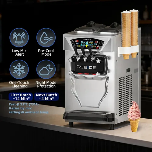 Vista 6 de GSEICE - Máquina comercial de helado suave para servir 3 sabores Plateado