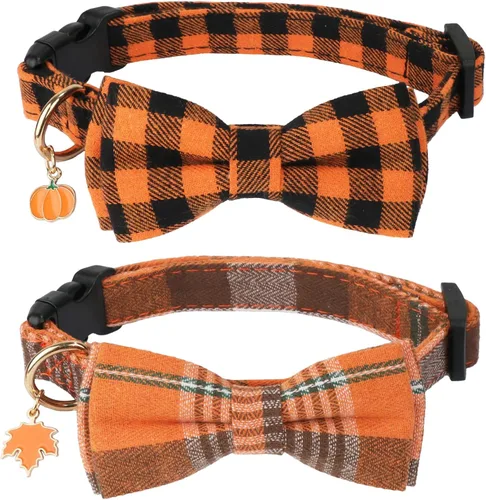 Vista 13 de ADOGGYGO Collar de Navidad para perro con pajarita, collar ajustable con corbatín para perro, collar de Navidad a cuadros rojos y verdes para perros