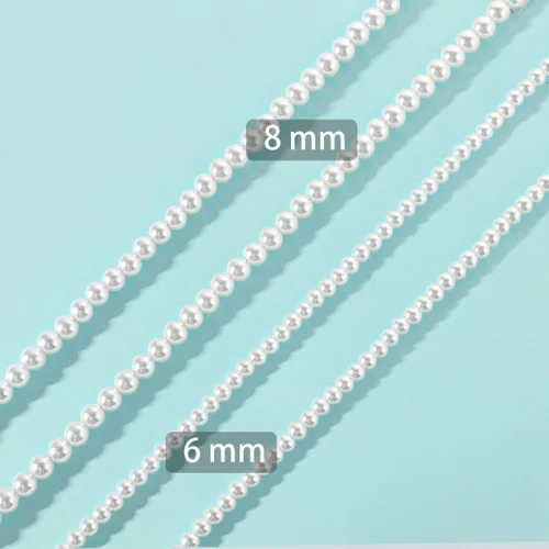 Vista 5 de Collar de perlas para hombre, collar redondo de perlas blancas para mujer, collar de perlas para hombre, collar de perlas, gargantilla, regalo