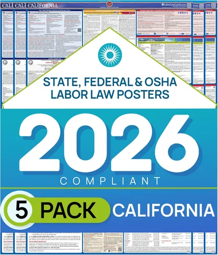 Vista 10 de Póster actualizado de la ley laboral de California 2026 – Cumplimiento estatal y federal – OSHA, EEOC, FMLA, salario mínimo – Póster de empleo
