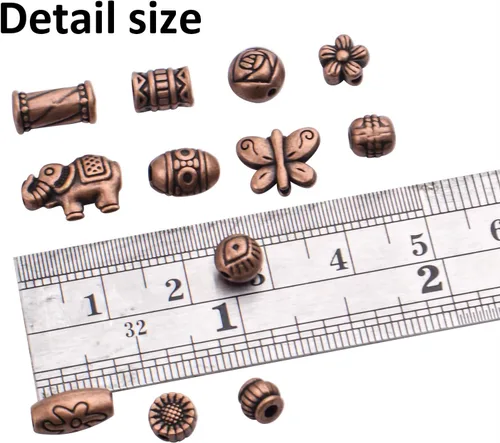 Vista 5 de BronaGrand 3.53 oz (alrededor de 150-200 piezas) cuentas espaciadoras de cobre antiguo, espaciadores de cuentas, accesorios para pulseras, collares