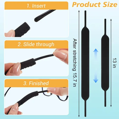 Vista 2 de Frienda 10 piezas de retenedor flotante para anteojos, duraderos tirantes de neopreno para anteojos de sol, retenedor flotante para anteojos