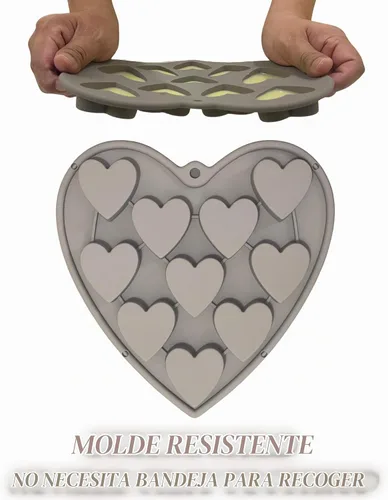 Vista 7 de Moldes de silicona con forma de corazón para hornear, moldes grandes de 2 pulgadas, 10 cavidades adecuadas para moldes de cubitos de hielo, molde