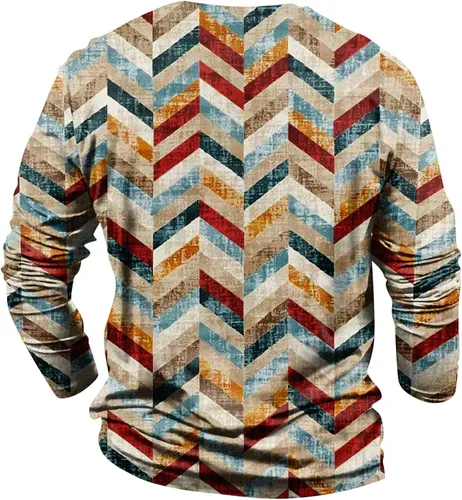 Vista 2 de Camisa de manga larga para hombre, ajuste holgado, sudadera de diseñador de moda, estampado vintage, ropa casual