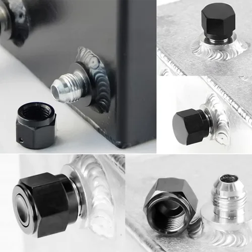 Vista 3 de Tapón de bloqueo de ajuste de bengala hembra de 4AN, adaptador de puerto de tuerca hexagonal giratoria de aluminio de 2 piezas, accesorios