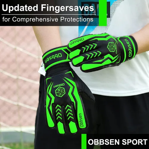 Vista 2 de Guantes de portero de fútbol para niños, jóvenes y adultos, guantes de portero de fútbol de agarre fuerte con protección para los dedos