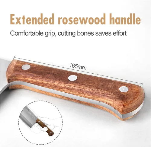 Vista 5 de SHI BA ZI ZUO Cuchilla de Carnicero Pesada de Alta Resistencia para Picar Huesos, Cuchillo de Cocina Resistente