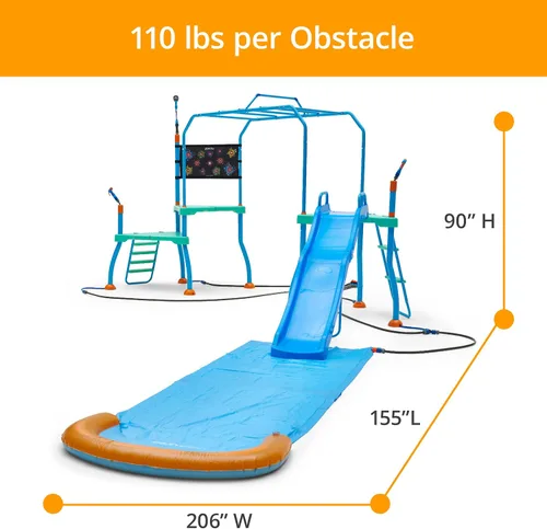 Vista 3 de Plum Play Kids Tobogán de Agua Equipo de Juego Exterior - Juguetes de Agua para Niños Pequeños, Pistola de Agua, Barras de Mono, Aspersor