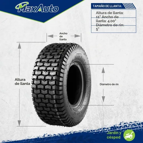 Vista 5 de MaxAuto 2 neumáticos de césped 11x4.00-5 para césped y jardín cortacésped