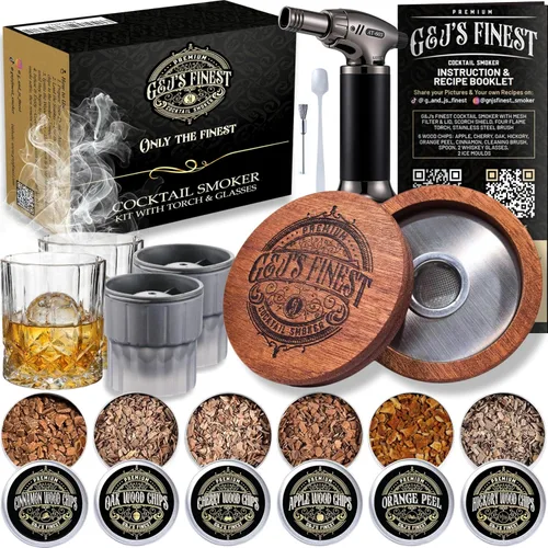 Vista 10 de Kit ahumador para whisky Kit ahumador para cócteles Kit ahumador para bourbon Kit ahumador para cócteles a la antigua con antorcha de 3