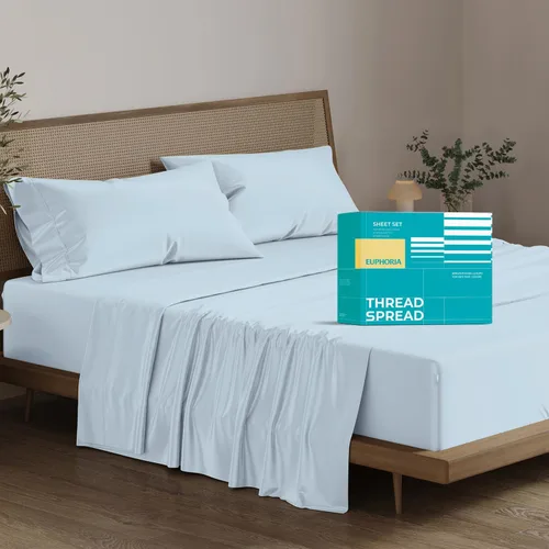 Vista 14 de THREAD SPREAD Sábanas 100% Algodón Egipcio Tamaño Twin - 800 Alto Número de Hilos 3 Piezas Sábanas Twin Extra Largas para Dormitorio, Bolsillo