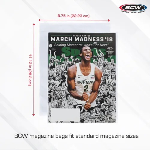 Vista 3 de BCW Bolsas gruesas para revistas, 1 paquete de 100, fundas de polipropileno transparente sin ácidos para almacenamiento de calidad de archivo