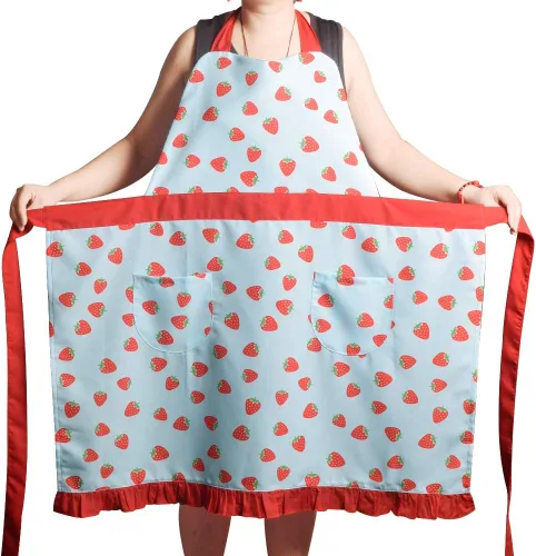 Vista 2 de Love Potato Delantales para mujeres y niñas, tamaño grande, delantal de cocina ajustable con 2 bolsillos y lazos extralargos, 34 x 36 pulgadas