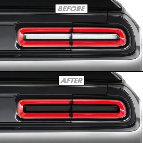 Vista 6 de SlickMod Tinte de humo de vinilo precortado para la luz trasera Dodge Challenger 2015-2022 (1. luz trasera, 20% humo oscuro)
