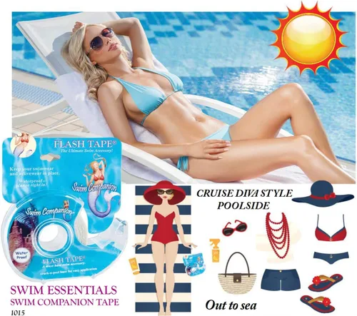 Vista 3 de Braza Cinta de natación flash con exclusivo forro Crack N Peel Ropa adhesiva transparente de doble cara, tela y cinta corporal