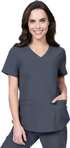 Vista 2 de Scrubs for Women Set 8 Pocket 4-Way Stretch Mock Wrap & Cargo Pant for Nurses Veterinarian Dentist Elements Select ES2976
