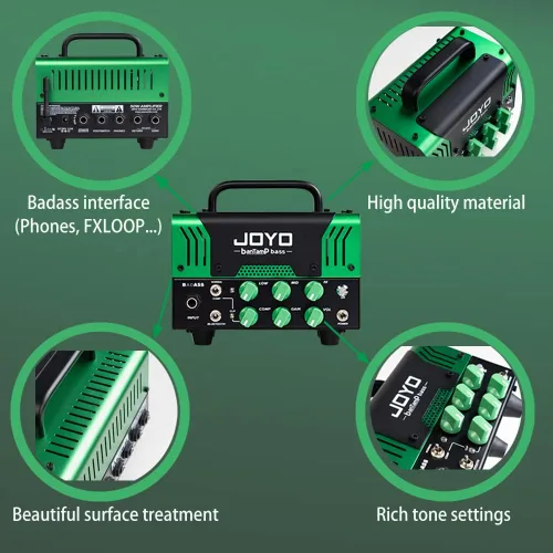 Vista 4 de JOYO - Preamplificador de tubo híbrido de cabeza de amplificador de graves de 50 W con 12AX7, compresor, ecualizador de 3 bandas, bucle FX