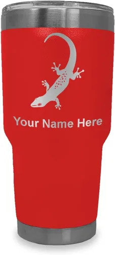 Vista 28 de LaserGram 20oz Vacuum Insulated Tumbler Mug, Gecko, Personalized Engraving Included (Black)