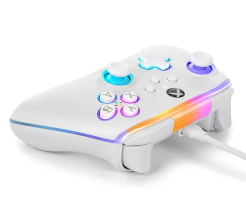 Vista 5 de PowerA Advantage Wired Controller for Xbox Series XS with Lumectra - White, gamepad, wired video game controller, gaming controller, works with Xbox