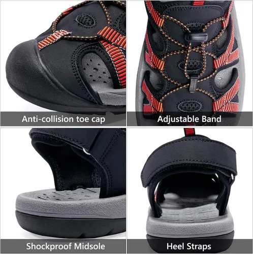 Vista 4 de CAMELSPORTS Sandalias de senderismo para hombre, puntera cerrada, sandalias de playa al aire libre, impermeables, deportivas para pescador, zapatos