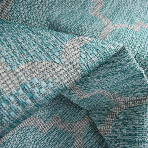 Vista 7 de Unique Loom Outdoor Trellis Collection Alfombra de Área (5' 1" x 8' Oval, Aguamarina/Gris)