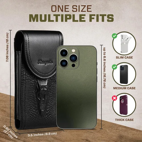 Vista 6 de Funda de cuero genuino para iPhone 17 Pro Max 16 Pro Max 15 Pro Max 14 Pro Max 13 Pro Max Samsung Galaxy A15 S25 Ultra Note9 Funda con clip