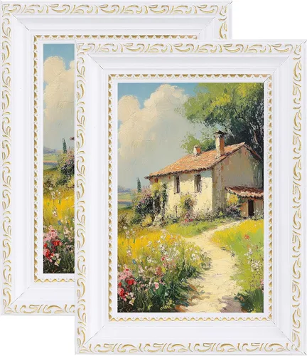 Vista 72 de eletecpro 8x10 Vintage Picture Frame, Glass Cover, Gold, 2-Pack Dorado