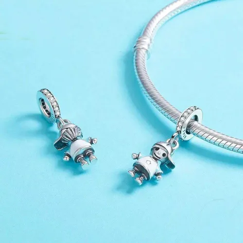 Vista 4 de ABAOLA Abalorios colgantes de plata de ley 925 para niños o niñas para pulsera y collar de moda, Plata esterlina