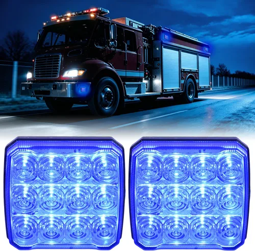 Vista 19 de Nilight Luces estroboscópicas magnéticas inalámbricas, 2 unidades, 12 luces LED ámbar de advertencia de emergencia, 18 patrones de destello
