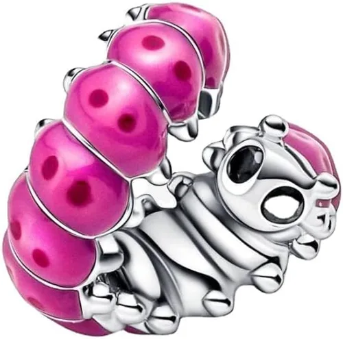 Vista 4 de Lindo colgante de plata de ley 925 con dije de oruga rizada, cuentas de joyería, regalos para mujer, pulsera y collar