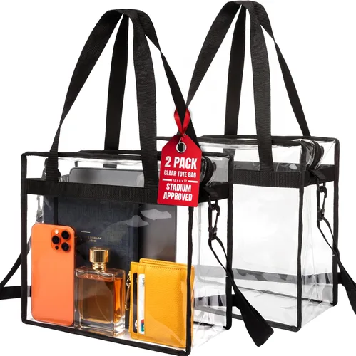 Vista 8 de Handy Laundry Bolsa transparente de 12 x 6 x 12 pulgadas, aprobada para estadios, con cierre superior y correas para el hombro, para trabajo Negro