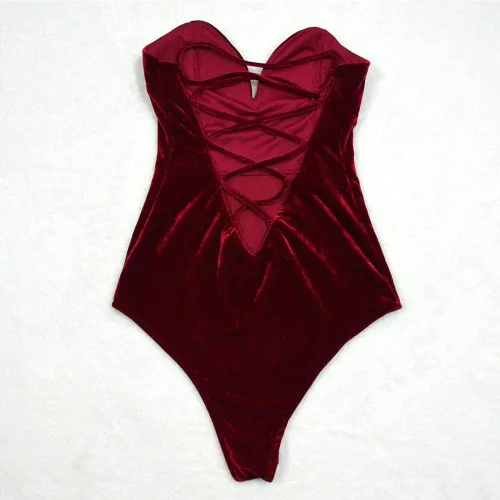 Vista 6 de Body de terciopelo para mujer, estilo vintage, estilo Bandeau
