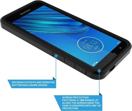 Vista 4 de Rosebono - Funda compatible con Moto E6, delgada híbrida de doble capa a prueba de golpes, cubierta dura a prueba de golpes, linda funda de silicona