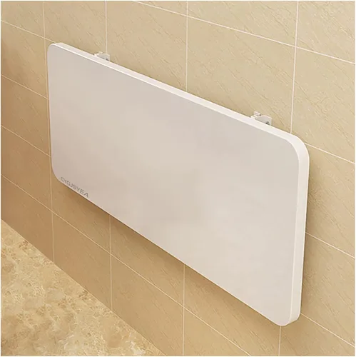 Vista 5 de Mesa de Pared Plegable Montada, Escritorio Flotante Blanco para Espacios Pequeños, Mesa Plegable de Lavandería con Soporte de Acero Inoxidable